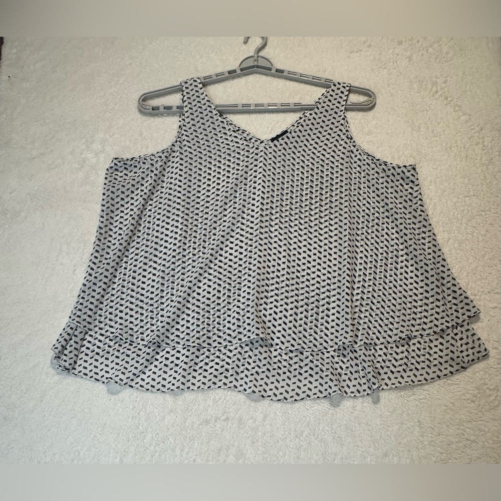 Lane Bryant Double Layer Tank Top Size 24 White Black & Gray